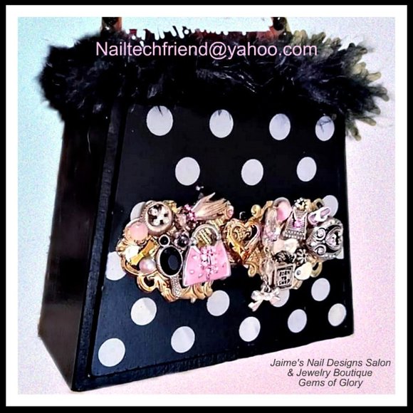 Black & White Polka Dot Wooden Purse Storage Box - Picture 13 of 17